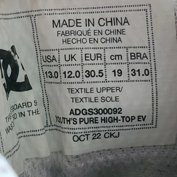 DC pure high top ev print sneakers size 13 - Picture 6 of 6